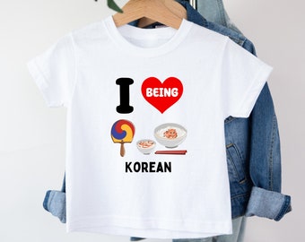 Korean Shirt Gift for Kid Shirt Kimchi I Heart South Korea T-Shirt Kids Graphic T Shirt Asian Korean Food Culture Born in South Korea