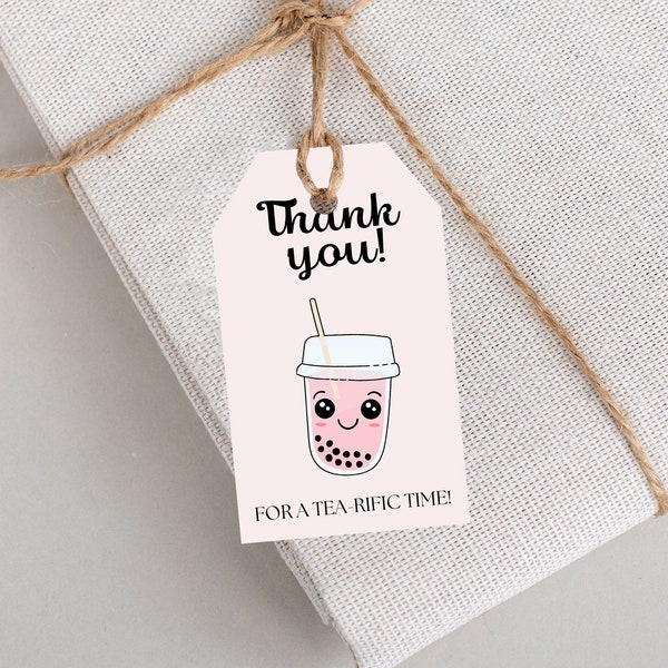 Boba Par-tea Thank you for a tea-rific time thank you party tags  instant download self edit on canva BT001