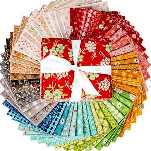 Paquete de telas Fat Quarter para las fiestas de Home Town – Lori Holt, 53 piezas