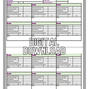 Debt Rückzahlung Tracker, Monatlicher Debt Tracker, Excel Debt Tracker, Kreditkarten Debt Tracker, Kreditkartendetails spiegeln, Kreditkarten abbezahlen
