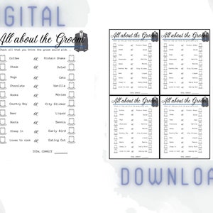 All about the Groom Game, Groom Game, Do you know your Groom, Bride and Groom, Fun Games, Groom Digital Download