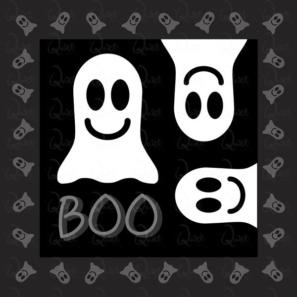 Halloween Ghost BOO Art Decor, Ready to Print at Home Digital Download, DIY Crafts, 4 Color Variations, In 5x5 Inches & 10x10, Rgb, Cmyk