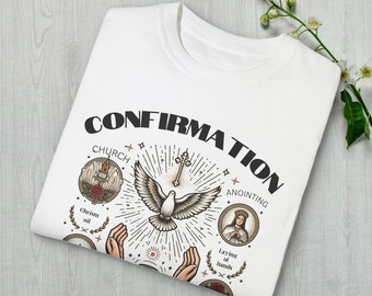 Confirmation T-shirt | Catholic Sacrament Tee | Gift for Catechist | Religious top | Sacrament of Confirmation: Holy Spirit Dove T-Shirt