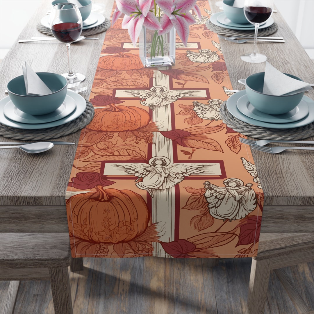 Catholic Thanksgiving Table Runner | Dining | Cotton or Polyester ...