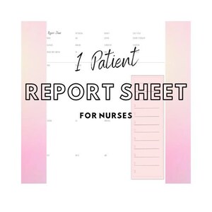 Nursing Report Sheets with Hourly Space