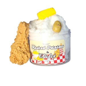 Mashed Potatoes and Chicken Slime, slime, slimes, kawaii gifts, slime shop, cloud dough slime kit, slime gifts, FAST SHIPPING