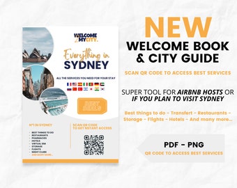 Sydney Digital City Guide with QR code Gift for Airbnb host welcome book Digital travel guide Sydney Printable welcome book Sydney PDF PNG