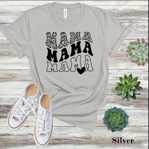 Mama T-Shirt, Mama Repeat Shirt, Mama Words Shirt, Mama Leopard Print Shirt