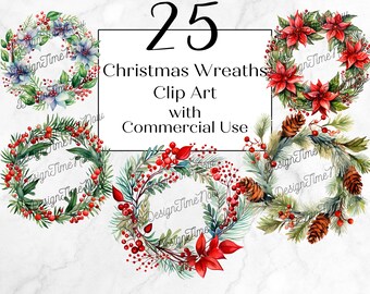 Coronas de Navidad PNG Clipart, Uso comercial, Ideal para invitaciones de boda, tarjetas, diarios, sublimación, papelería, artesanías de papel
