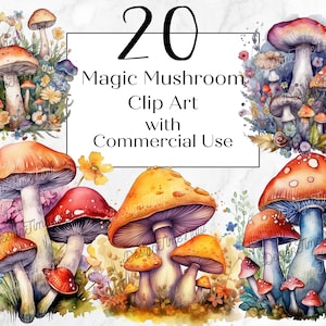 Magiczny Grzyb PNG Akwarela Clipart, Magiczna Sztuka Mistyczna, Pakiet Grzybów, Magia, Fantasy Clipart, Świetne dla: Kart, Dzienników, Rzemiosła
