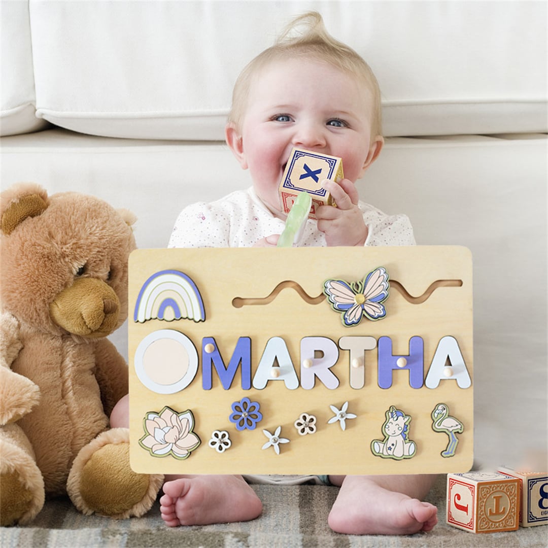 Personalized Name Puzzle With Pegs, Toy for 1 2 3 Years Old, 1st