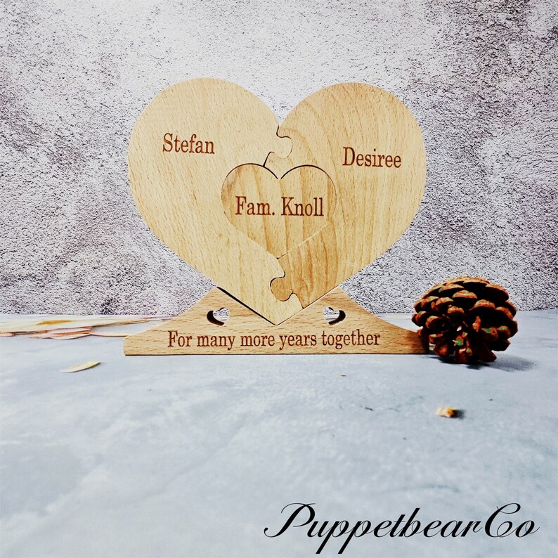 Mother's Day Heart Puzzle Family Name Signs Mother's Day Gifts Wooden