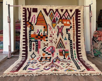 Handwoven Moroccan Berber Wool Rug – Colorful Tribal Boho Area Carpet-Handcrafted Moroccan Rug-Handmade Wool Tribal Boho Carpet - Custom rug
