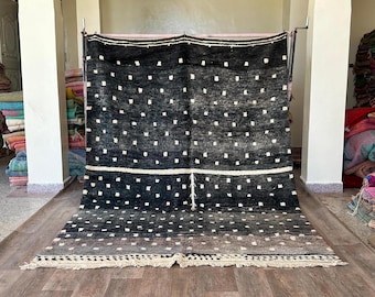 ARTISTIC MOROCCO RUG - Beni Ourain Rug - Handmade Rug - Tribal Area Rug - Black And White Rug - Abstract Rug - Moroccan Rug - Bohemian Rug