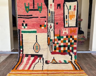 Handmade Moroccan Wool Rug .Kitchen Runner Rug,Gorgeous Beni Ourain Rug,Custom Moroccan Rug,Tribal berber Rug.Abstract Wall Art boujaad rug
