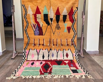Handmade Moroccan Wool Rug – Colorful Berber Tribal Carpet – Boho Geometric Area Rug – Authentic Moroccan Decor - Custom Area for Home Decor