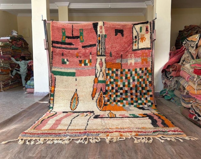 Handmade Moroccan Wool Rug .Kitchen Runner Rug,Gorgeous Beni Ourain Rug,Custom Moroccan Rug,Tribal berber Rug. Abstract Wall Art boujaad rug