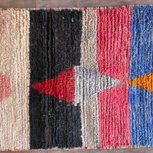 Handgjord bohemisk geometrisk ullmatta – Färgglad marockansk löpare – Livfull abstrakt design – Matta – Boho inredning – Vardagsrumsinredning – Handgjord matta bild 5