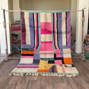 Colorful Moroccan Rug, Custom Fabulous Boujad Rug, Azilal rug, Abstract Multicolored Carpet, Handmade Moroccan Rug, Bohemian rug
