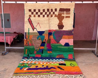 Custom Moroccan Wool Rug – Handwoven Berber Abstract Carpet – Unique Artisan-Made Home Decor – Supports Women Artisans – Handmade Rug .