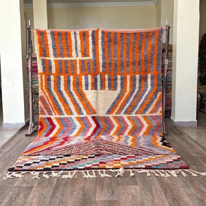 Authentic Moroccan Rug, Custom Fabulous Boujad Rug,Azilal rug,Abstract Multicolored Carpet,Handmade Moroccan Rug, Bohemian Rug- Handmade Rug