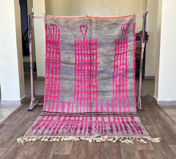 Authentic Handwoven Moroccan Berber Rug– Wool Carpet – Unique Tribal Design– 100% Handmade –Bohemian Home Decor–Soft Area Rug –Handmade rug