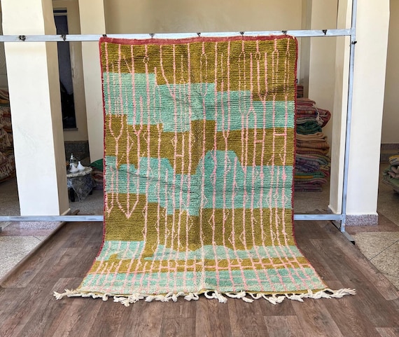 Moroccan Boho Rug - Handmade Wool Berber Carpet | Neutral Area Rug for Living Room, Bedroom or Office Decor , Cutom Colorful Moroccan Rug.