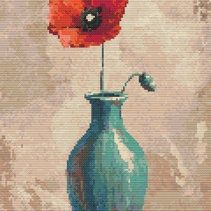 Poppy Cross Stitch Pattern Floral Cross Stitch Tulips Cross Stitch printable PDF file Cross Stitch Chart Instant Download PDF Flower