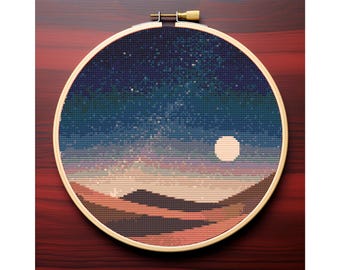 天の川クロスステッチキット、自然刺繍、夜の森のニードルポイント