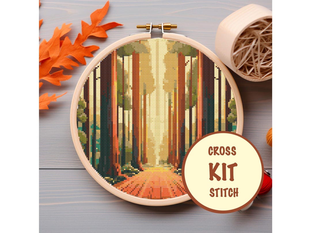 Forest Cross Stitch Kit - 8 Inch, Counted Aida Fabric - Etsy