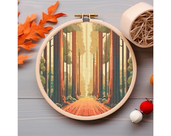 Forest Cross Stitch Pattern Nature Cross Stitch Woods printable PDF file Cross Stitch Chart Instant Download PDF