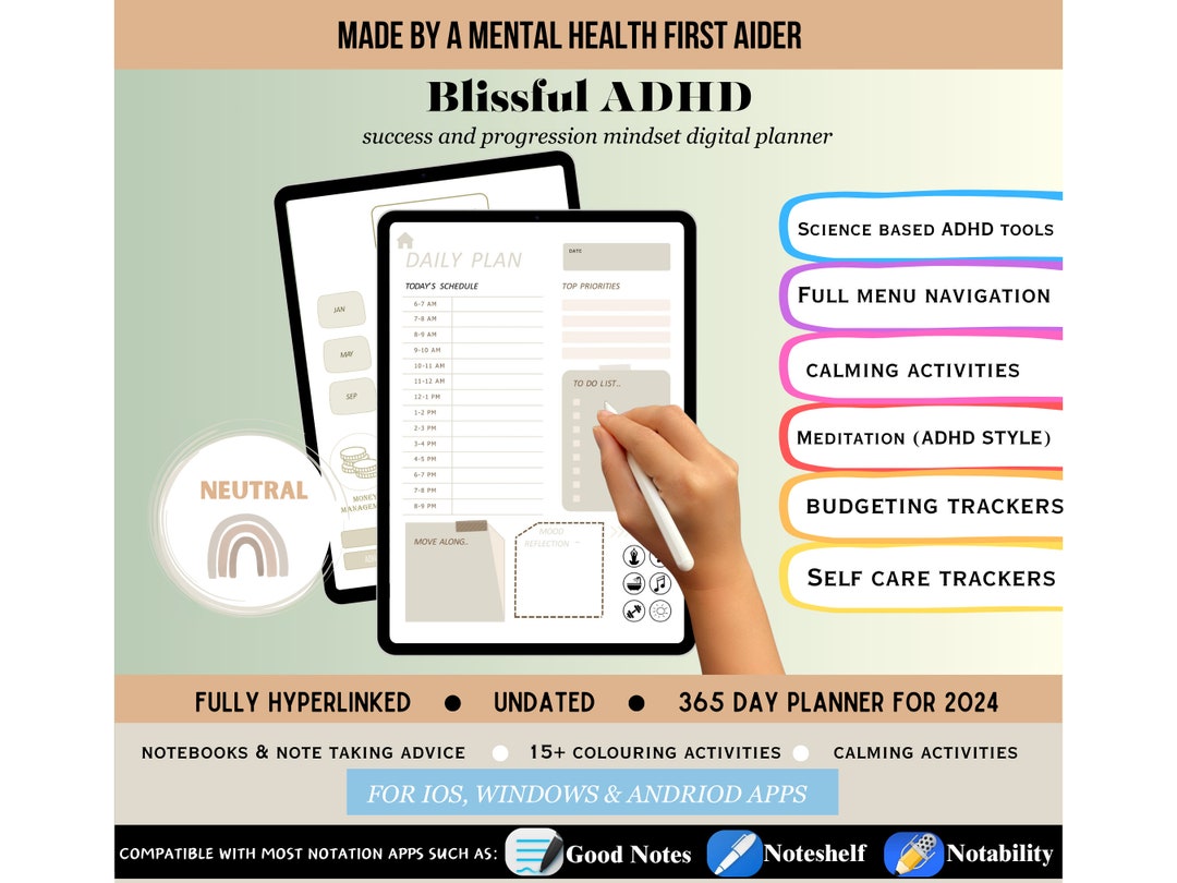 ADHD DIGITAL PLANNER made by a Mental Health First Aider for Ipad ...