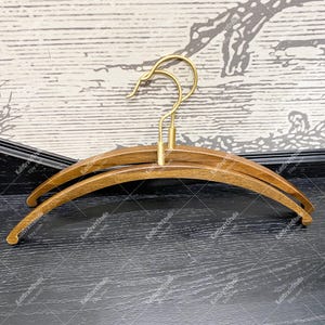 Wooden Curved Clothes Hanger,Walnut Wood Hanger with Brass Swivel Hook, Luxury Wooden Hanger for Shirt ,Dress, Jacket,Smooth Finish Hanger