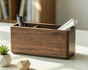 Walnoothouten houder voor afstandsbediening, houten houder voor afstandsbediening, tafelopberger