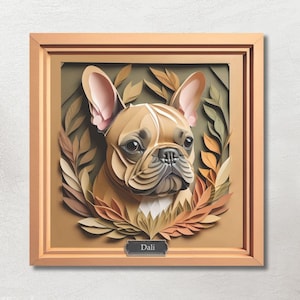 Französische Bulldogge Porträt in natürlichen Farben, Papierschnitt Imitation Hundeliebhaber Wand Kunst, Hundebesitzer Geschenk, Tierarzt Tierheim Dekor