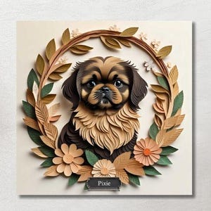 Brown and Tan Pekingese Dog Wall Art, Personalized Pekingese Canvas, 3D Illusion Pekingese Mom Decor, Gift for Dog Lover or Pet Memorial
