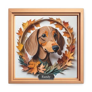 Retrato de perro salchicha sobre lienzo, marco de ilusión 3D, diseño artesanal de imitación, regalo para amantes de los perros salchicha, decoración de temporada para perros.