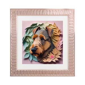 Airedale Terrier Papercut Style Digital Print Download Airedale Terrier Wall Art Airedale Lover Gift Vintage Pet Art Design
