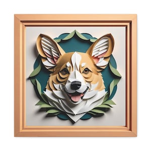 Welsh Corgi Dog Portrait, Papercut Imitation Dog Lover Wall Art, Dog Owner Gift, Vet Clinic Animal Shelter Décor