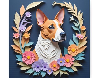 Personalized Jack Russell Canvas Print, Faux Paper Art Pet Portrait, Dog Wall Decor, Dog Memorial Gift