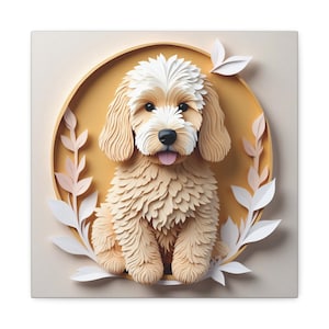 Stampa su tela personalizzata Labradoodle: opera d'arte commemorativa con cane con illusione 3D