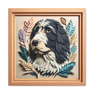 Bearded Collie Portrait, Papercut Imitation Dog Lover Wall Art, Dog Owner Gift, Vet Clinic Animal Shelter Décor