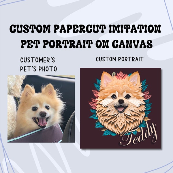 Custom Pet Papercut Imitation Portrait, Dog Lover Gift, Funny Dog Portrait, Personalized Dog Gift, Cat Lover CustomizedGift