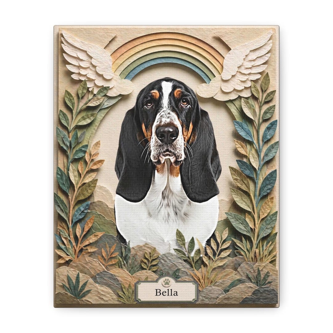 Custom Pet Memorial Canvas Portrait Personalized Dog Loss Gift Rainbow ...