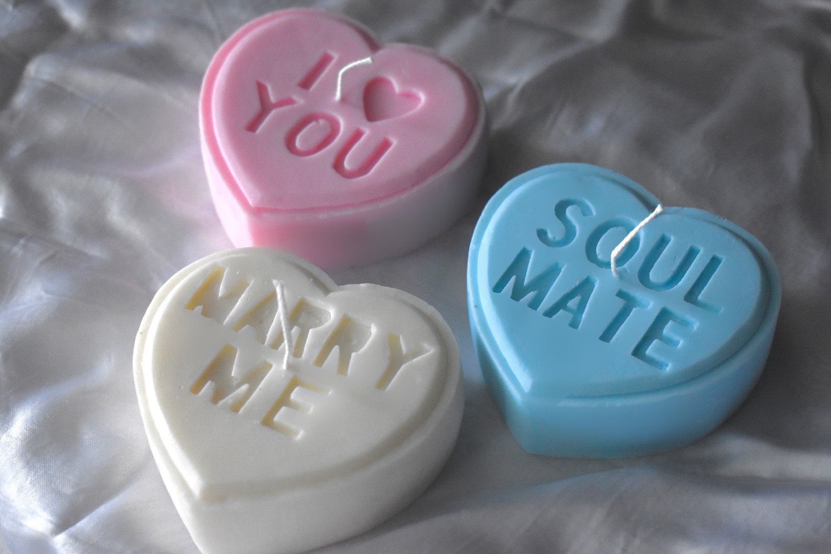 Candy Conversation Heart Candle Heart Candle Cute Candles Etsy