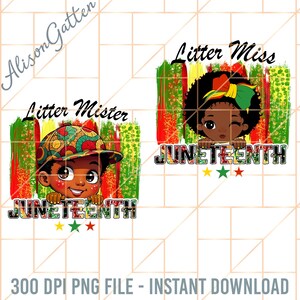 Little Miss & Mister Juneteenth Png, Black Kids Matching Juneteenth Design, African American Pride Sublimation for Kids, Juneteenth 1865 Png