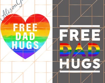 Free Dad Hugs Png, Proud Dad Apparel Png, Lgbtq Proud Parents Png, Equality Gifts Png, Rainbow LGBT Png, Pride Month Png, Fathers Day Png