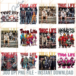 Thug Life Horror Movie Png Bundle, Movie Killer Png, Scary Halloween Png, Horror Friend Png, Halloween Vibes Png, Thug Life Halloween Bundle