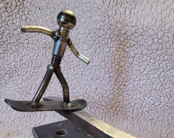 Snowboarding sculpture, snowboarder, snowboard figurine steel sculpture