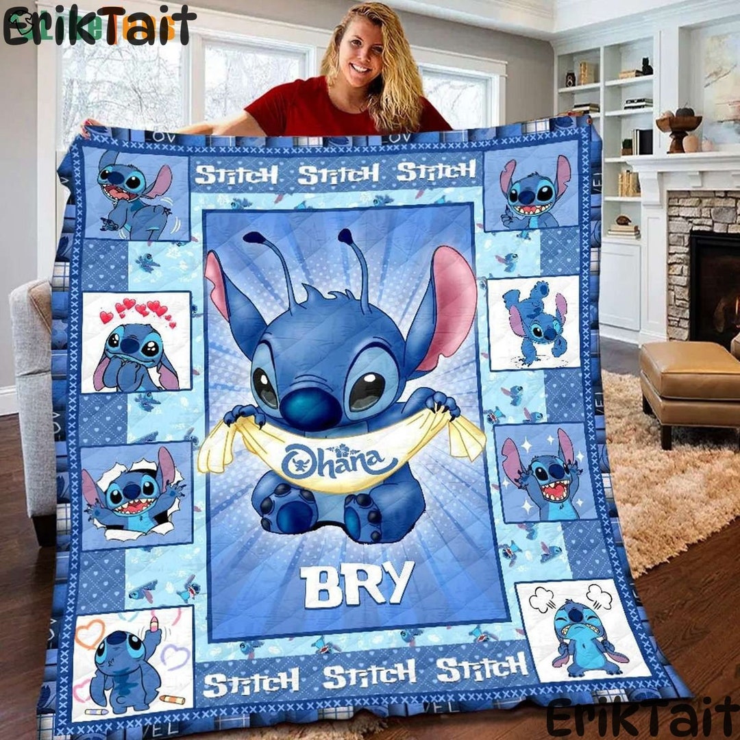 Disney Lilo and Stitch Quilt Blanket Cute Stitch and Angel Etsy